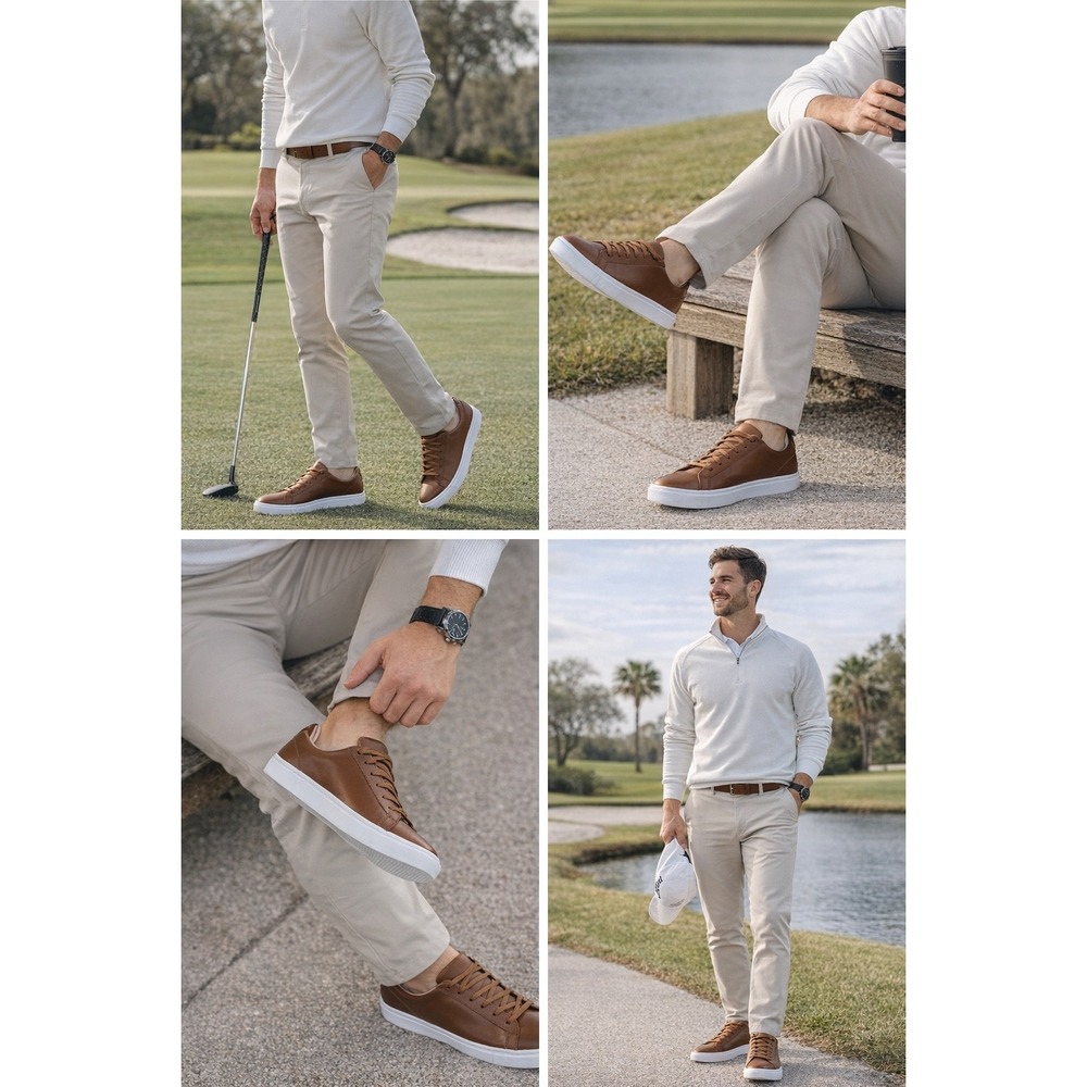 FootJoy Contour Casual Men Golf‎ Shoes 9.5W Brown Leather Spikeless NWOT